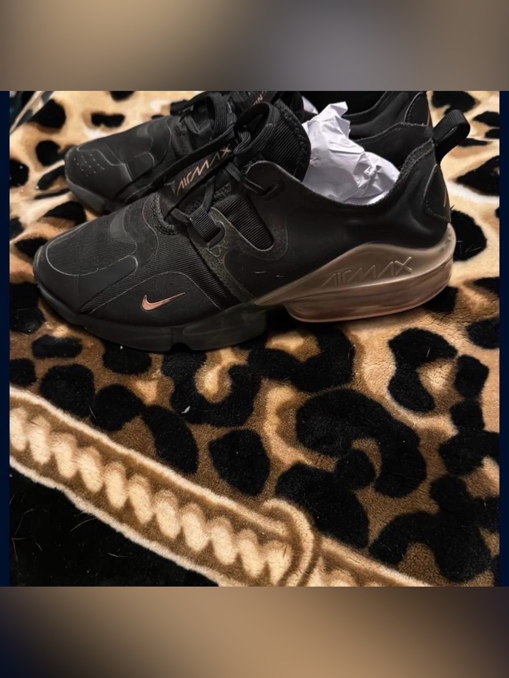 Nike Air Max Black Sneaker with Rose Gold Swoosh Accent